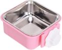 Stainless Steel Pet Crate Bowl Removable Cage Hanging Bowls with Bolt Holder for Pets